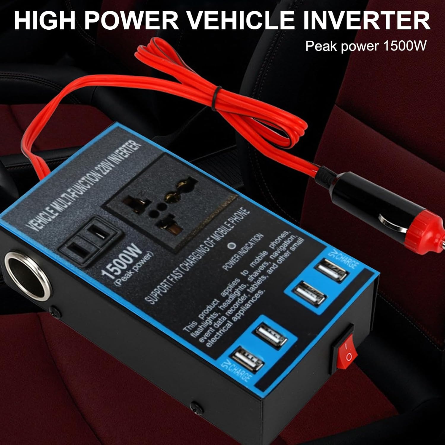 محول السيارة من 12v إلى 220v متعدد الإستخدامات - 5
